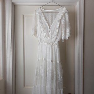 White lace dress boho maxi